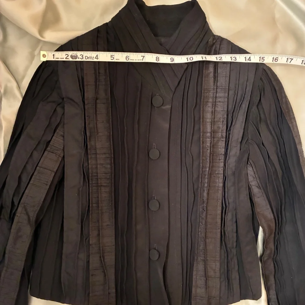 Hulda Bridgeman Design Wearable Art Black Silk Size 0 Petite Jacket Handmade EUC - Picture 9 of 16